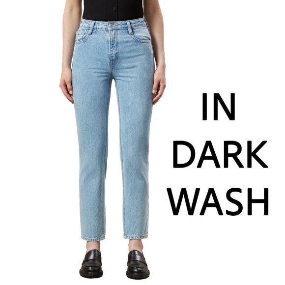 FRANK&OAK The Stevie Tapered Jean Dark Wash High Waist Ankle-Length Hem Size 26 - Picture 1 of 12